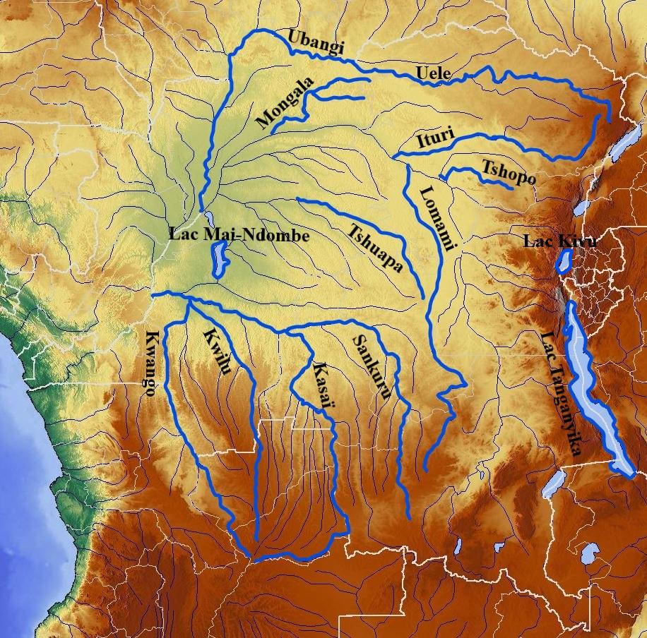 Carte Riviere Rdc Les provinces et cours d'eau